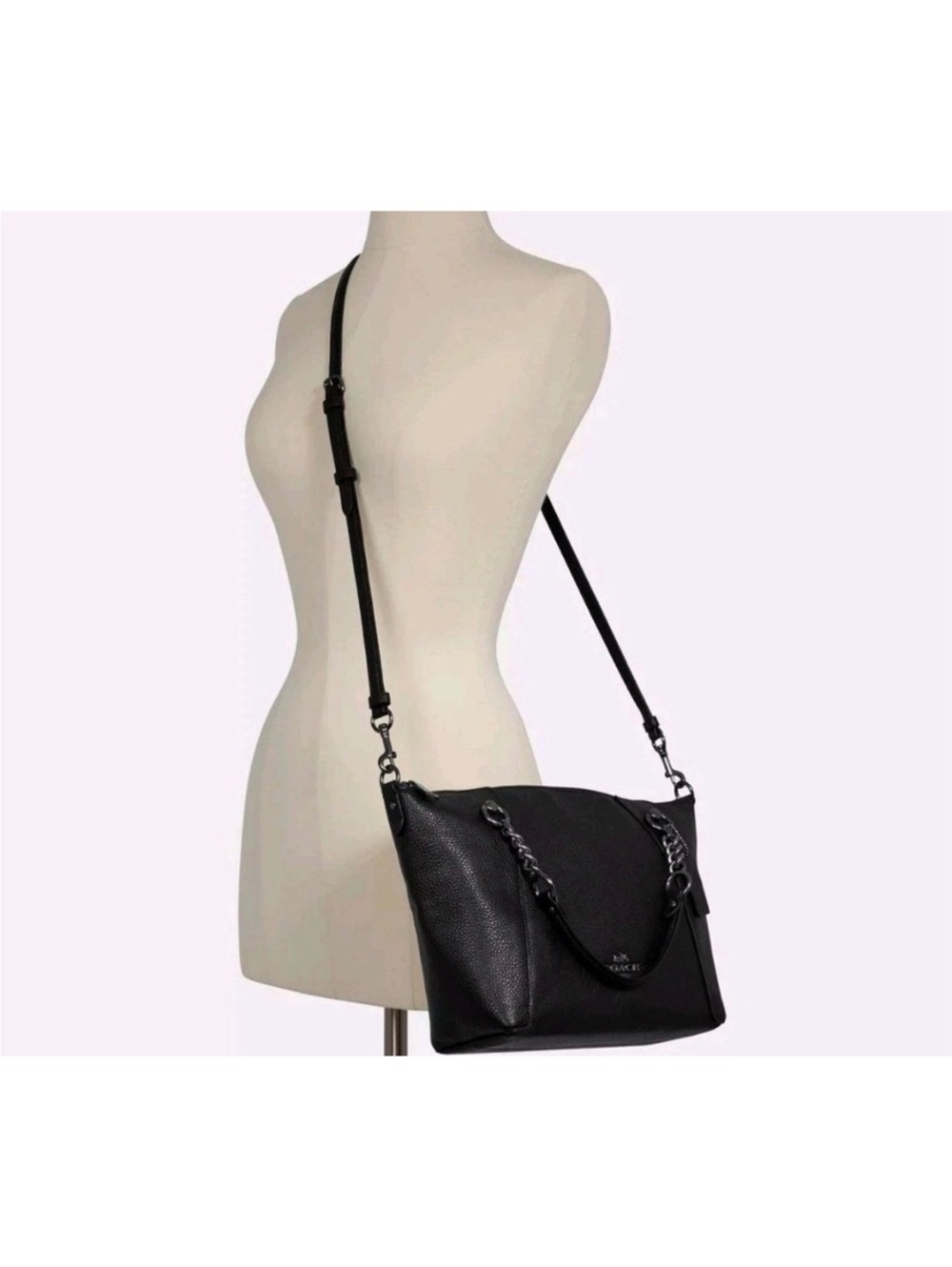 Coach Pebbled Leather Black Crossbody Bag